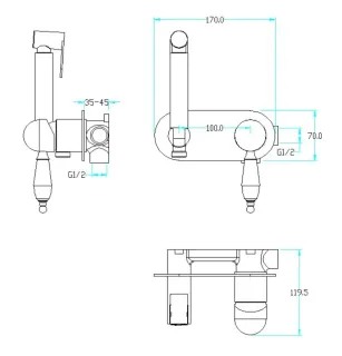 Гигиенический душ со смесителем Boheme Medici 424 бронза